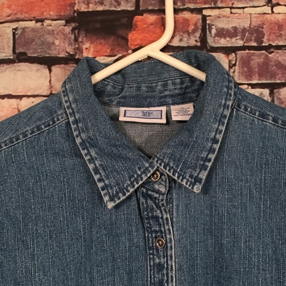 (N-25) Baby & Me Blue Denim Button Down Blouse NWT - Picture 4 of 7